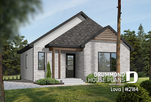 Color version 3 - Front - Budget friendly small craftsman home under 1000 sq.ft. and 2 bedroom, open floor plan layout - Lova