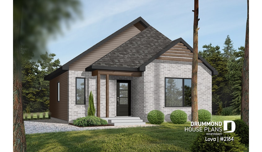 front - BASE MODEL - Budget friendly small craftsman home under 1000 sq.ft. and 2 bedroom, open floor plan layout - Lova