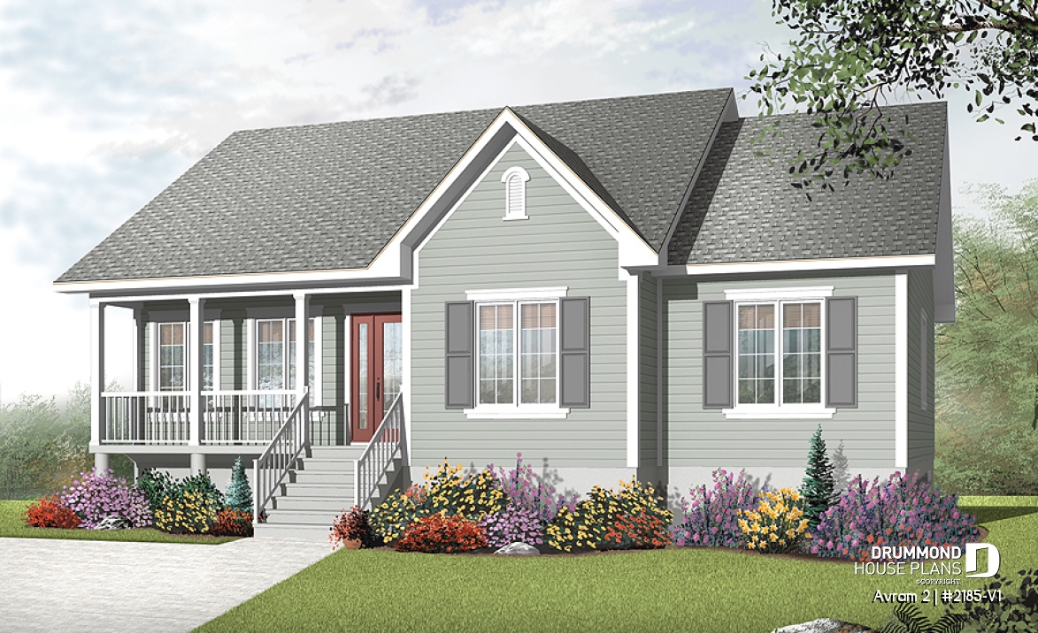 front - BASE MODEL - Budget conscious Ranch 3 beds house plan, open floor concept, laundry on main floor, great master bedroom  - Avram 2