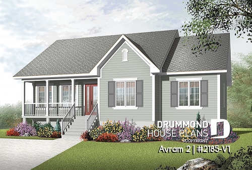 front - BASE MODEL - Budget conscious Ranch 3 beds house plan, open floor concept, laundry on main floor, great master bedroom  - Avram 2