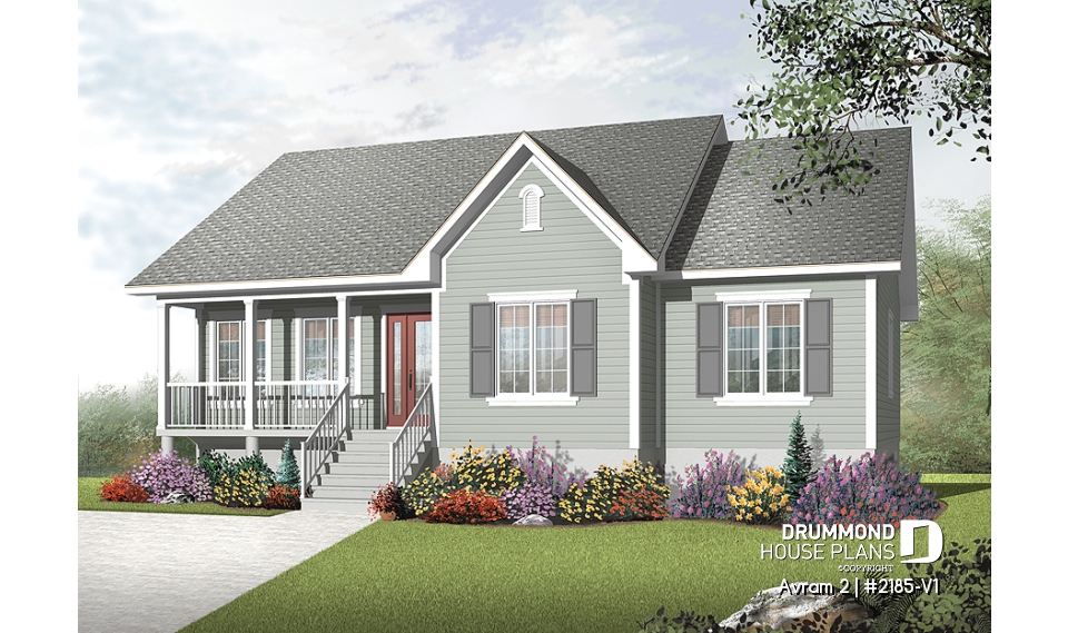 front - BASE MODEL - Budget conscious Ranch 3 beds house plan, open floor concept, laundry on main floor, great master bedroom  - Avram 2