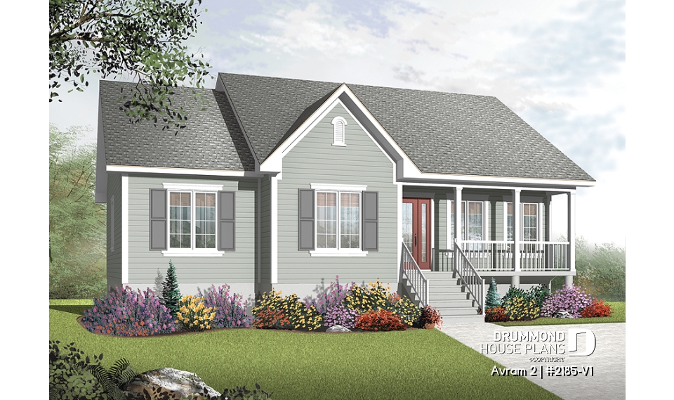 front - BASE MODEL - Budget conscious Ranch 3 beds house plan, open floor concept, laundry on main floor, great master bedroom  - Avram 2