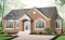 front - BASE MODEL - Traditional one floor 3 bedroom house plan, kitchen island,  full family bathroom, lots of  natural lights - Sandcrest