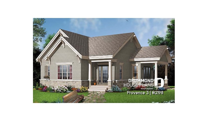 front - BASE MODEL - Empty nester one bedroom cottage style home, affordable, functional, one full bathroom, 9' ceiling - Provence 3