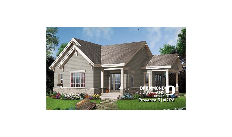 front - BASE MODEL - Empty nester one bedroom cottage style home, affordable, functional, one full bathroom, 9' ceiling - Provence 3