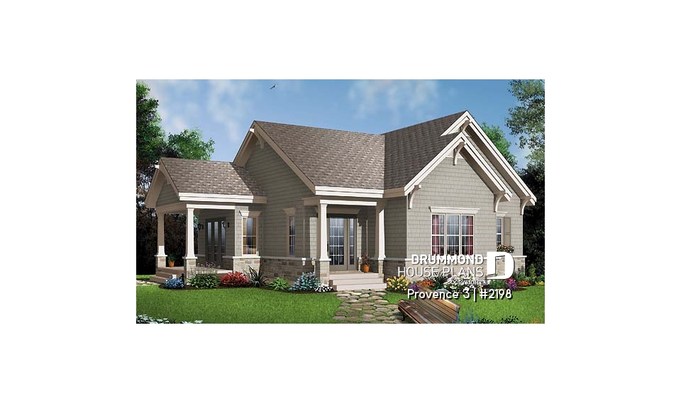 front - BASE MODEL - Empty nester one bedroom cottage style home, affordable, functional, one full bathroom, 9' ceiling - Provence 3