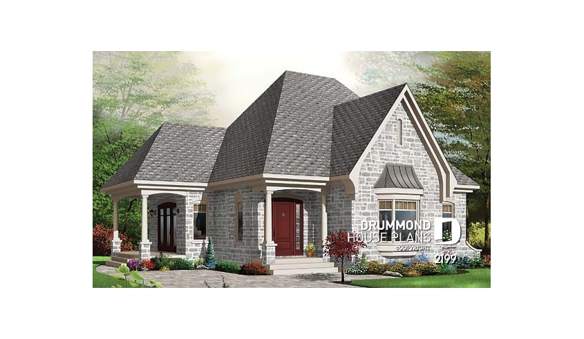 front - BASE MODEL - One-bedroom house plan with charming side sheltered terrace. - Tassigny