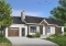 Color version 1 - Front - Traditional Ranch Bungalow house plan with garage, 3 bedrooms, affordable construction cost, great kitchen - Bermond