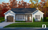front - BASE MODEL - 2 bedroom ranch style house plan, pantry in kitchen, many foundation options available - Koa