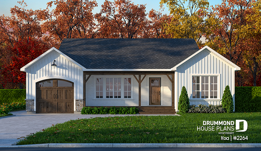 front - BASE MODEL - 2 bedroom ranch style house plan, pantry in kitchen, many foundation options available - Koa