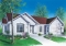 front - BASE MODEL - Mediterranean style 3 bedroom house plan, one-storey, 2-car garage - Brighton