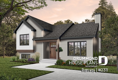 front - BASE MODEL - 3 to 4 bedroom modern farmhouse with open space, cathedral ceiling, pantry, mud room and split level - Ramsay
