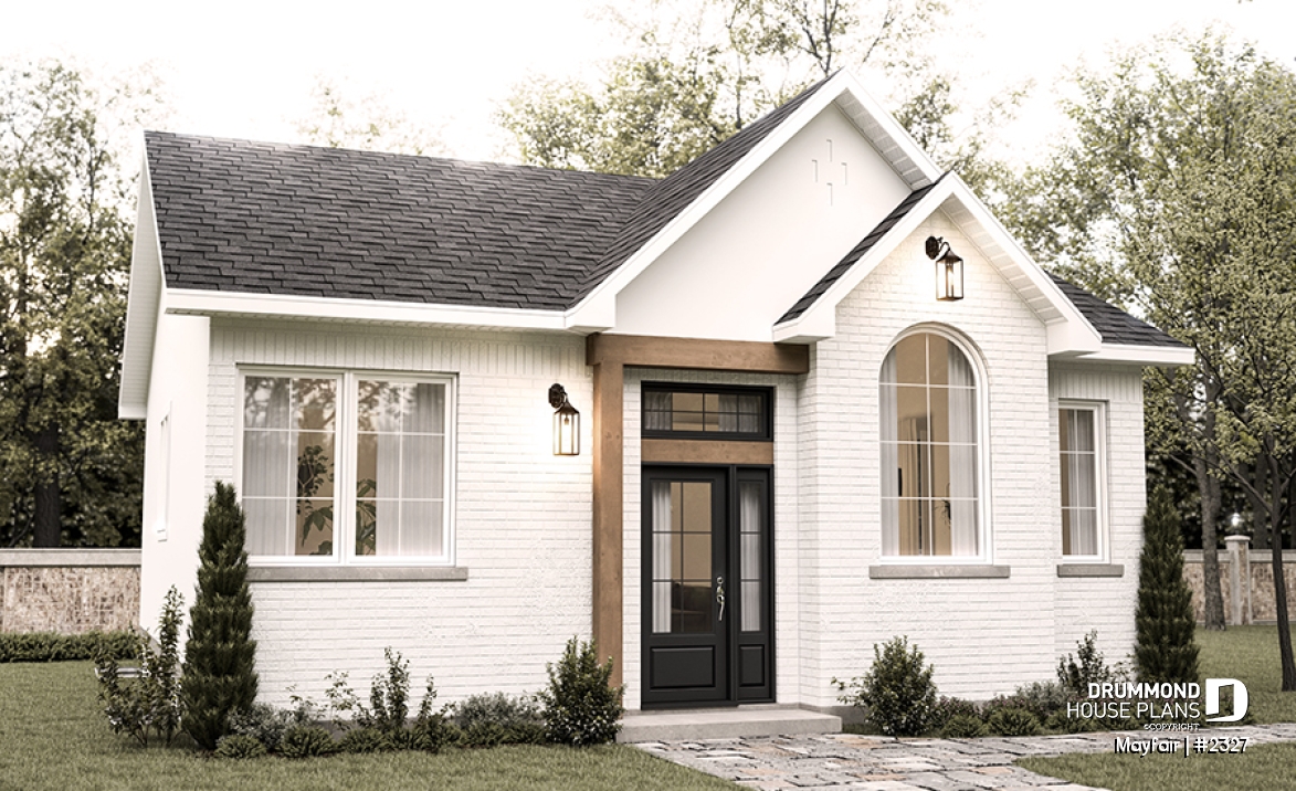 front - BASE MODEL - Split level entry home plan, 2 to 5 bedrooms, 1 or 2 baths, kitchen w/island, optional finished basement ($) - Mayfair