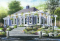 Rear view - BASE MODEL - Small waterfront cottage plan with lots of natural light, 2 bedrooms, fireplace, open concept - Golf