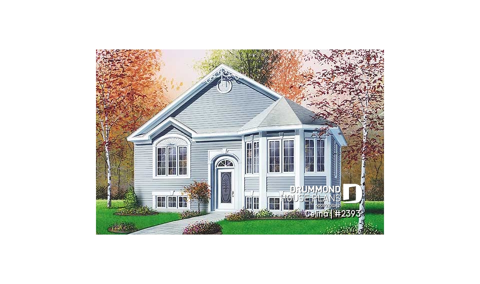 front - BASE MODEL - Affordable 2 bedroom split-entry house plan with kitchen island - Celina