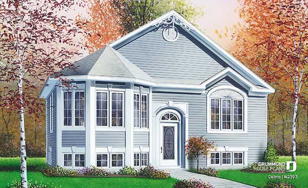 front - BASE MODEL - Affordable 2 bedroom split-entry house plan with kitchen island - Celina