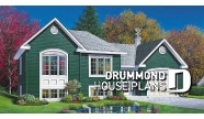 front - BASE MODEL - Traditional split-entry  house plan with 2 bedrooms, one-car garage - Dafoe