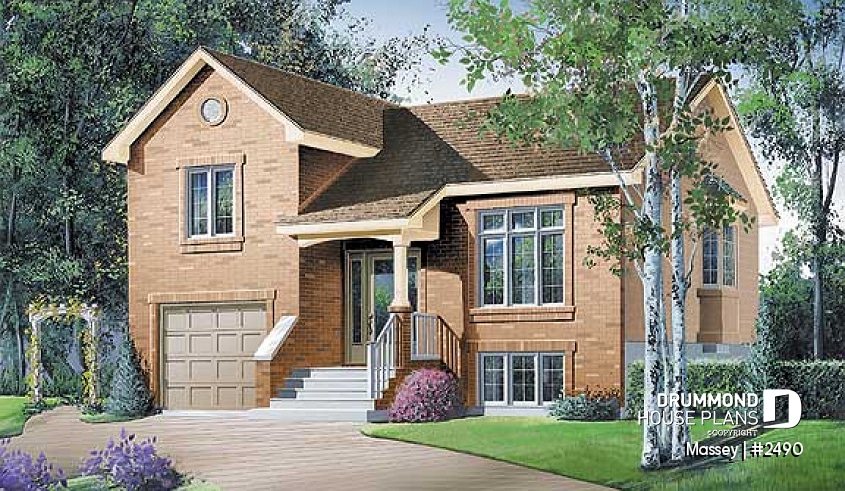front - BASE MODEL - House plan with 2 to 3 bedrooms, and garage - Massey