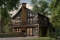 front - BASE MODEL - Rustic A-Frame cottage house plan with walkout basement, cathedral ceiling, 3 to 4 bedrooms, fireplace - The Skybridge