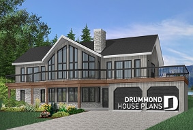 Color version 3 - Front - Stunning 4 bedroom rustic cotttage plan, master suite on main floor, reverse living, 2 living rooms, fireplace - The Timberline