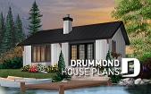 Rear view - BASE MODEL - Simple small tiny cabin house plans with open concept, sleep easily 8 people - Hideaway