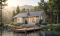 Rear view - BASE MODEL - Simple small tiny cabin house plans with open concept, sleep easily 8 people - Hideaway