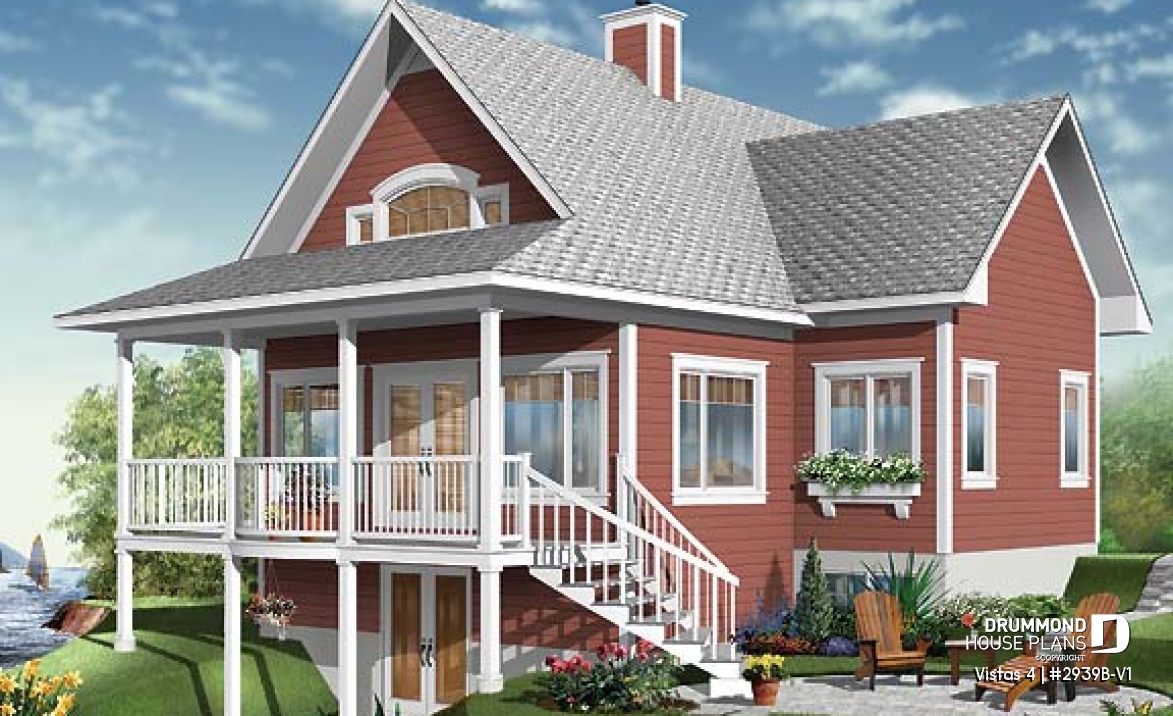 Rear view - BASE MODEL - Vacation home design, 1 to 4 bedrooms, 2 family rooms, open floor plan, finished walkout basement - Vistas 4