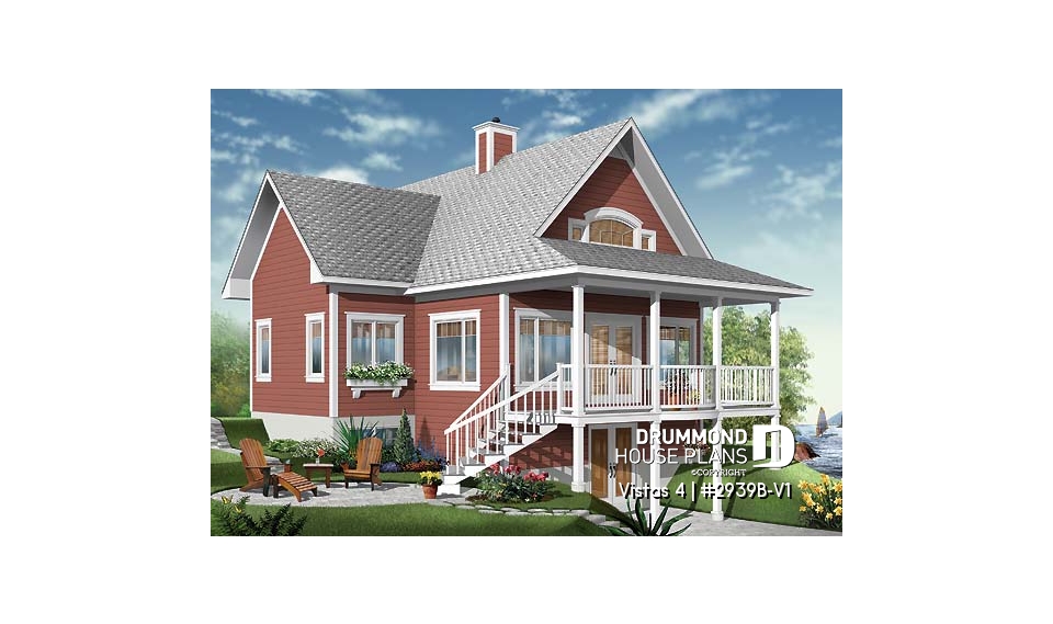 Rear view - BASE MODEL - Vacation home design, 1 to 4 bedrooms, 2 family rooms, open floor plan, finished walkout basement - Vistas 4