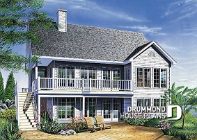Rear view - BASE MODEL - Cottage plan with cathedral ceiling, unfinished walkout basement, 2 to 5 bedrooms, large deck - Bay Breeze 1