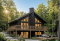 front - BASE MODEL - Affordable small cottage plan with walkout basement, cathedral ceiling, large fireplace and up to 3 bedrooms - Skybridge 4