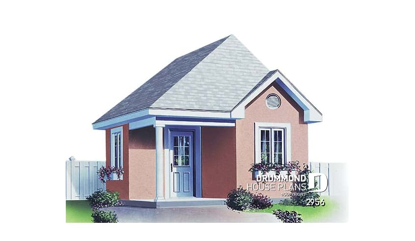 front - BASE MODEL - Garden shed plan 16' x 16' for storage of sports and gardening articles - Remisette