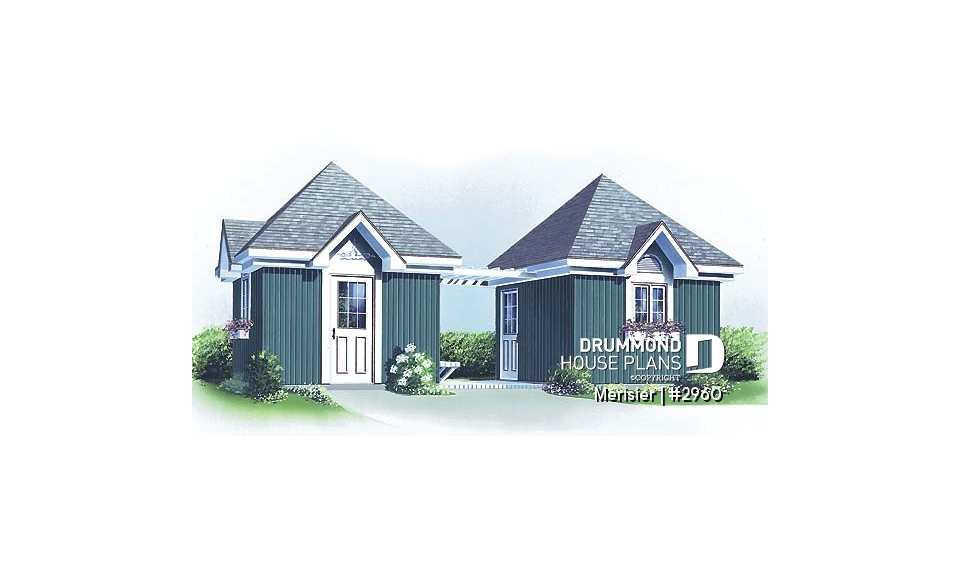 front - BASE MODEL - Double shed plan providing two distinct storage areas - Merisier