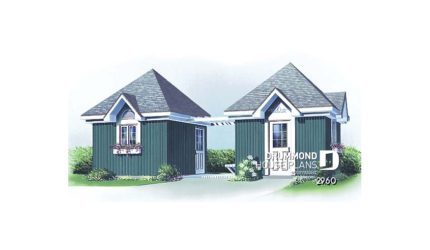 front - BASE MODEL - Double shed plan providing two distinct storage areas - Merisier