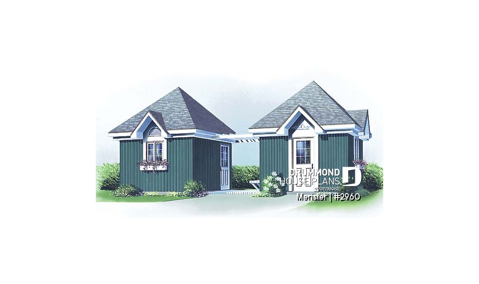 front - BASE MODEL - Double shed plan providing two distinct storage areas - Merisier
