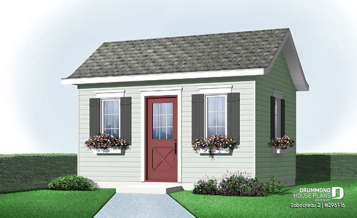 front - BASE MODEL - Small garden shed plan, easy to build and affordable! - Gaboureau 2