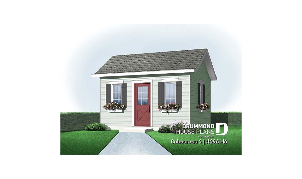 front - BASE MODEL - Small garden shed plan, easy to build and affordable! - Gaboureau 2