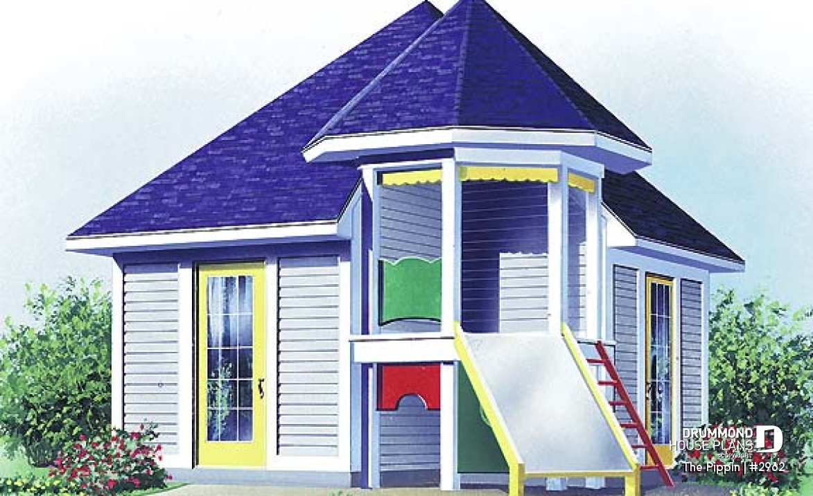 front - BASE MODEL - Small garden shed plan with play area for children - The Pippin