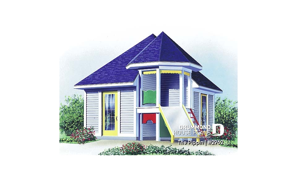 front - BASE MODEL - Small garden shed plan with play area for children - The Pippin