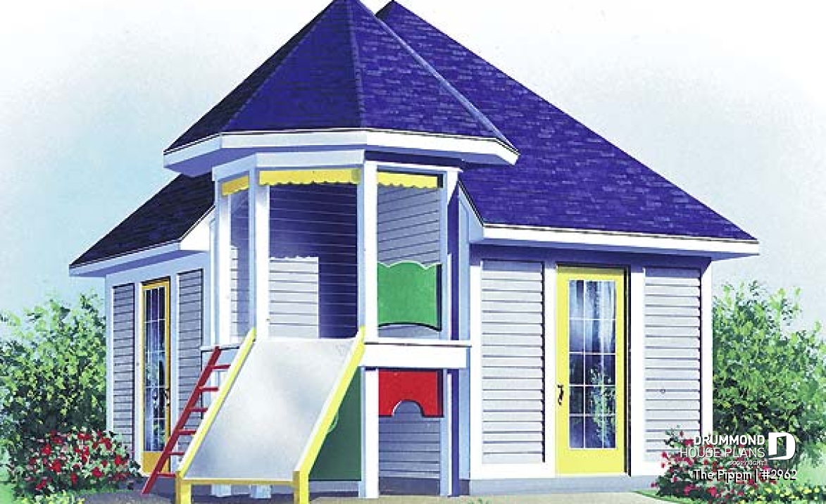 front - BASE MODEL - Small garden shed plan with play area for children - The Pippin