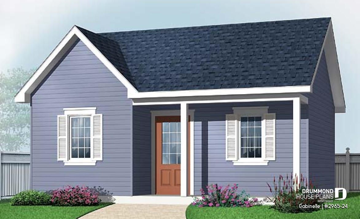 front - BASE MODEL - Construction plan for large shed of 423 sf. with covered front balcony - Gabinelle
