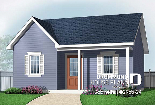 front - BASE MODEL - Construction plan for large shed of 423 sf. with covered front balcony - Gabinelle
