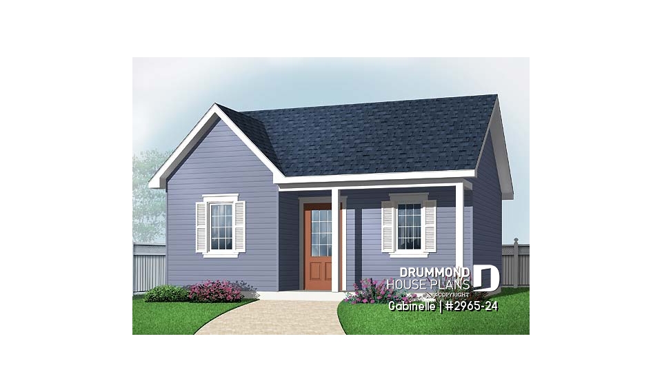 front - BASE MODEL - Construction plan for large shed of 423 sf. with covered front balcony - Gabinelle
