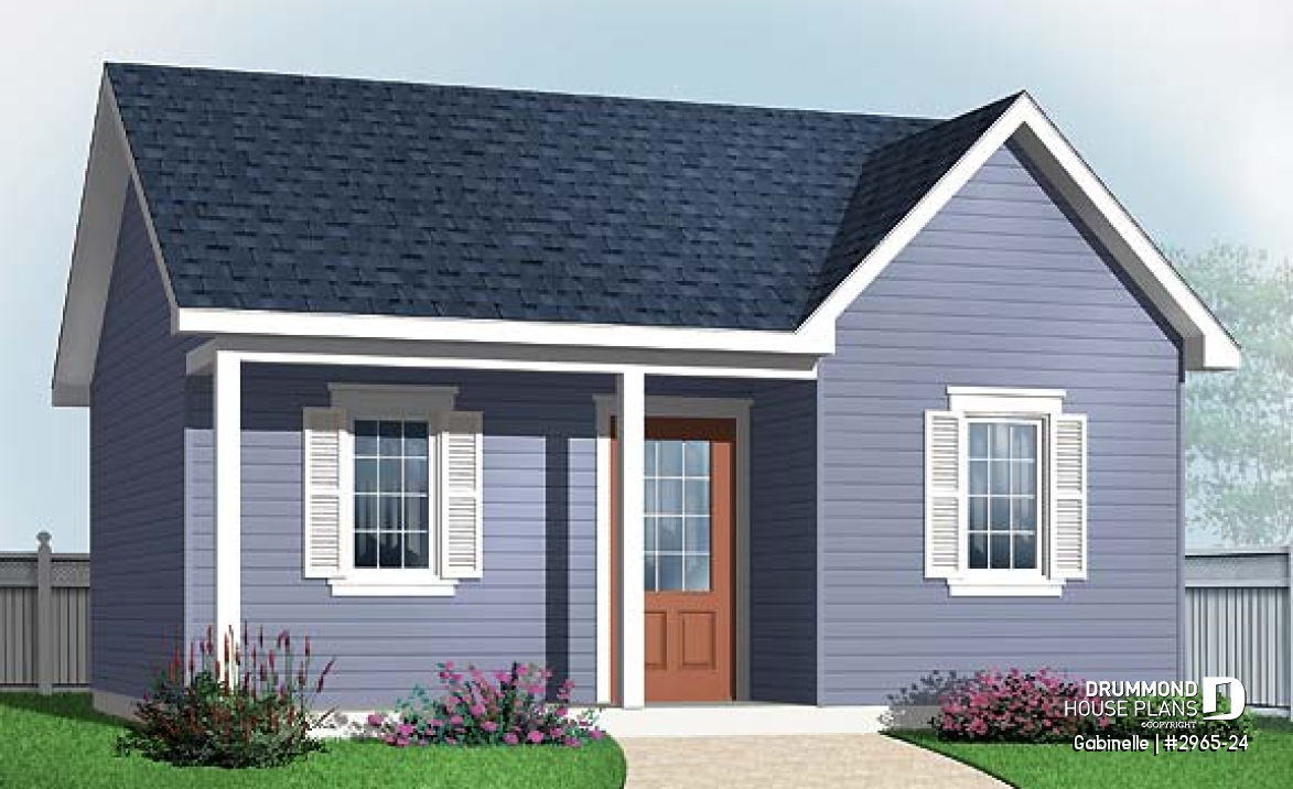 front - BASE MODEL - Construction plan for large shed of 423 sf. with covered front balcony - Gabinelle