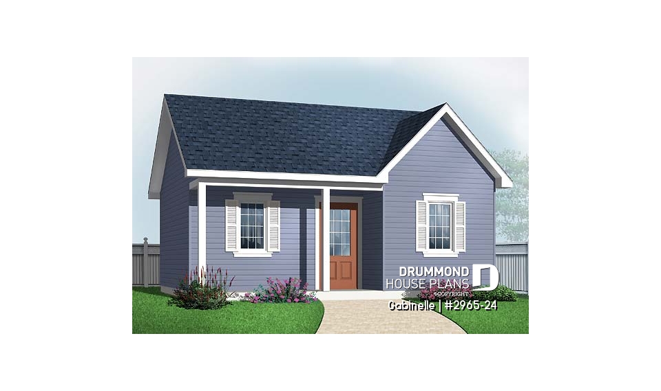 front - BASE MODEL - Construction plan for large shed of 423 sf. with covered front balcony - Gabinelle