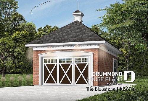 front - BASE MODEL - Charming Victorien inspired one-car garage plan - The Bluestone