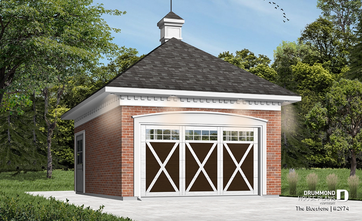 front - BASE MODEL - Charming Victorien inspired one-car garage plan - The Bluestone