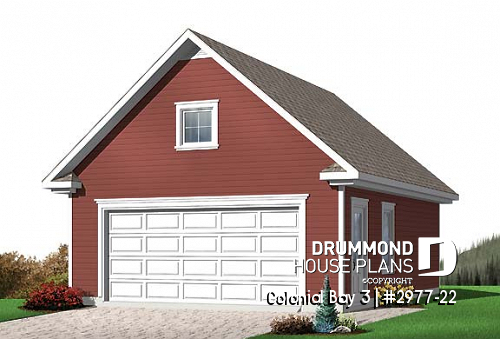 front - BASE MODEL - 2-Car garage plan with large storage area in the attic. - Colonial Bay 3