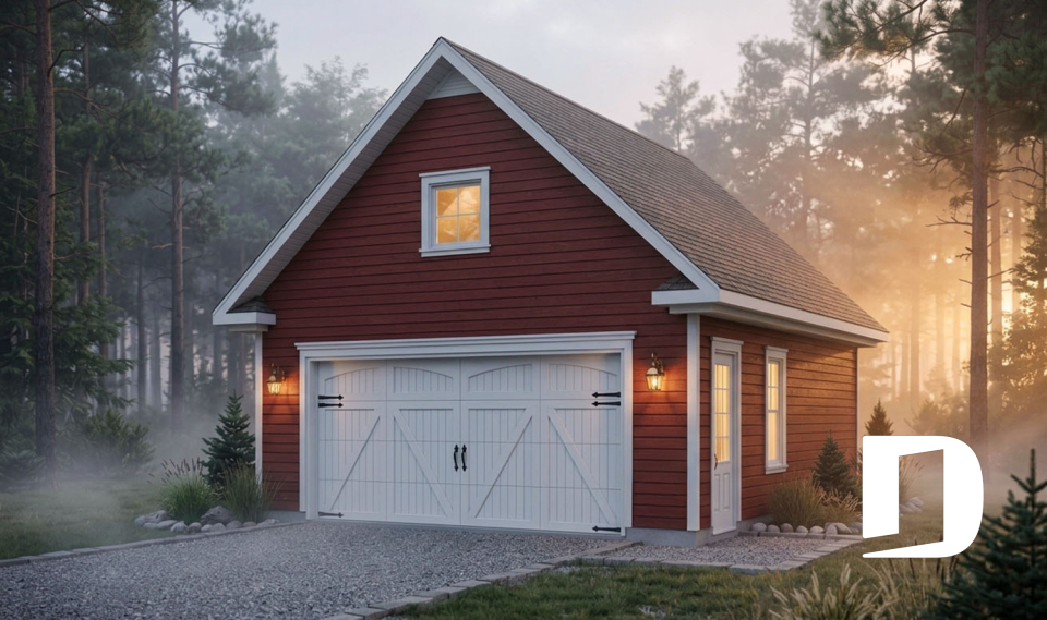 front - BASE MODEL - 2-Car garage plan with large storage area in the attic. - Colonial Bay 3