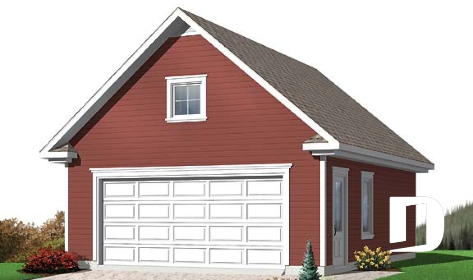 front - BASE MODEL - 2-Car garage plan with large storage area in the attic. - Colonial Bay 3