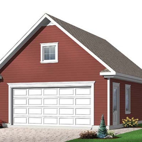 front - BASE MODEL - 2-Car garage plan with large storage area in the attic. - Colonial Bay 3